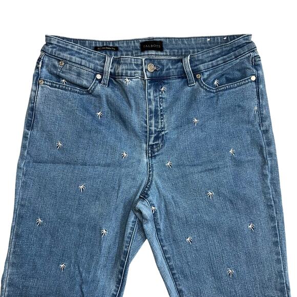 Talbots SLIM ANKLE JEANS - EMBROIDERED PALM TREE denim jeans women size 10 - Picture 7 of 11